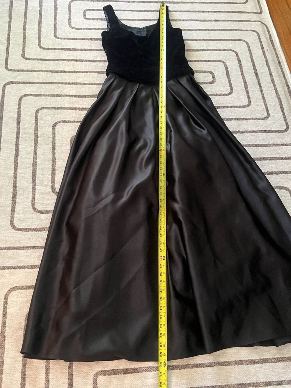 Vintage Scott McClintock Black Formal Dress Velvet Bodice Satin Skirt 6 - Picture 5 of 7